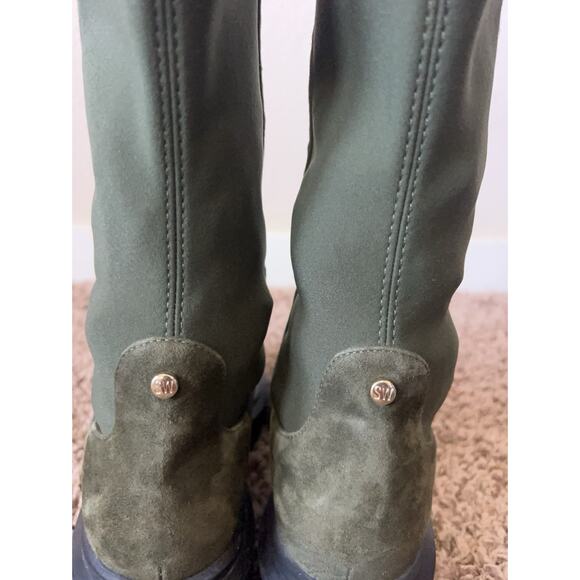 Stuart Weitzman Olive Knee High Lug Boots Stretch Shaft Combat EU 35.5 US 5B - Picture 7 of 11